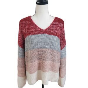 Knox Rose Sz L Acrylic Knit Sweater Color Blocks